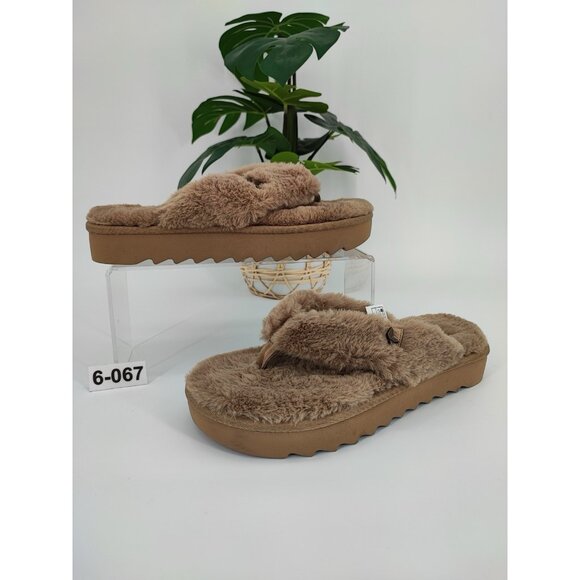Koolaburra UGG Women’s Fuzz It Comfort Brown Slides Sandals Size 6 - Picture 1 of 10